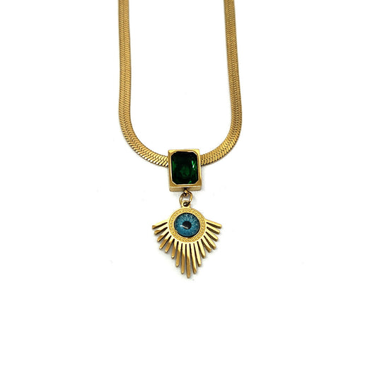 Peacock necklace with blue eye 62carat