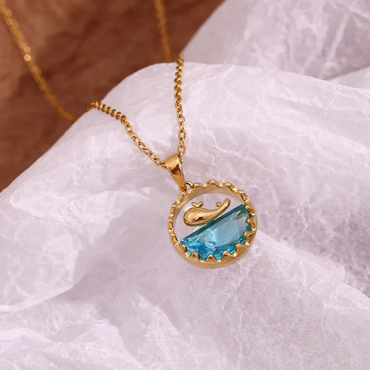 Classic Blue Water Fish Necklace 62carat