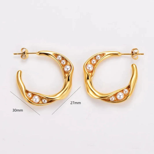 Simple Style Round Ear Studs with purl - 62carat