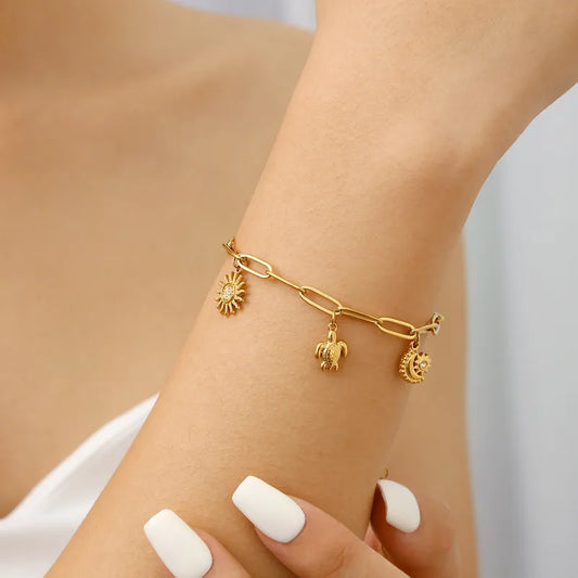 Turtle Sun Star Moon Bracelet 62carat