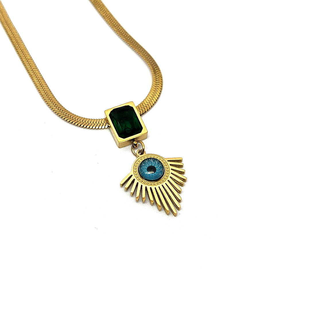Peacock necklace with blue eye 62carat