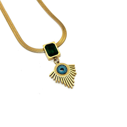 Peacock necklace with blue eye 62carat