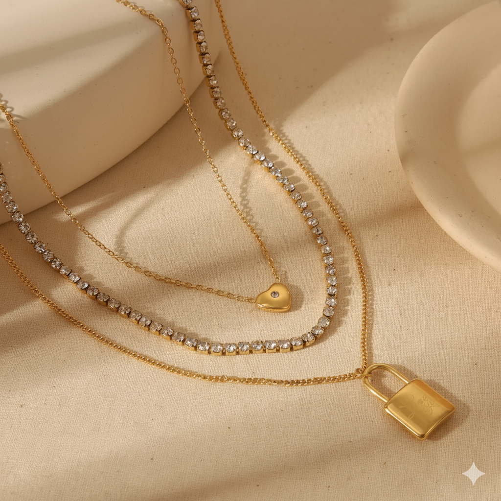 3 Layer Lock Heart Necklace 62carat