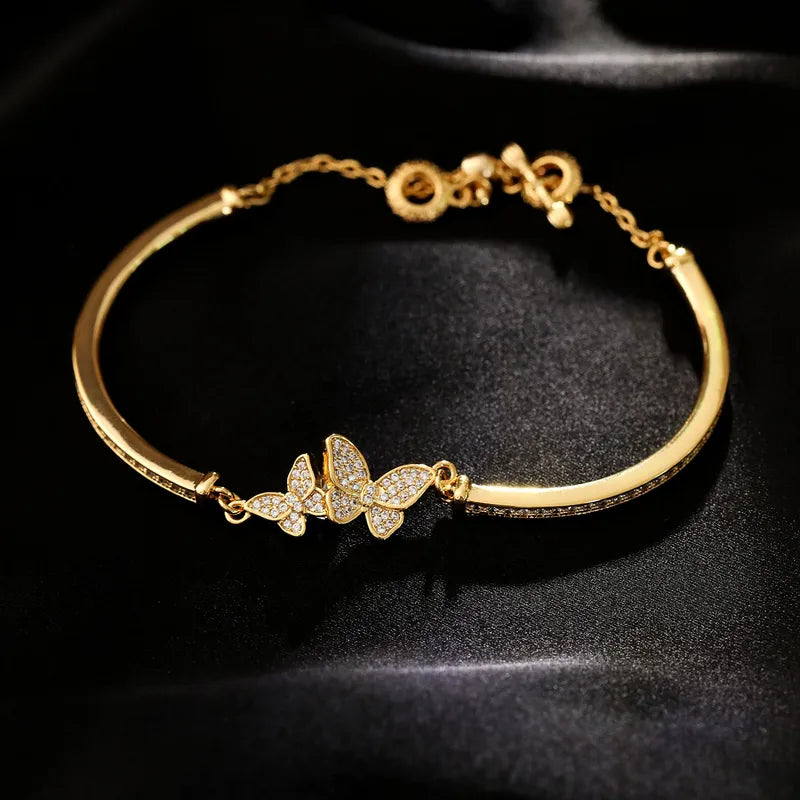 Butterfly Flower Engraved Diamond Bracelet 62carat