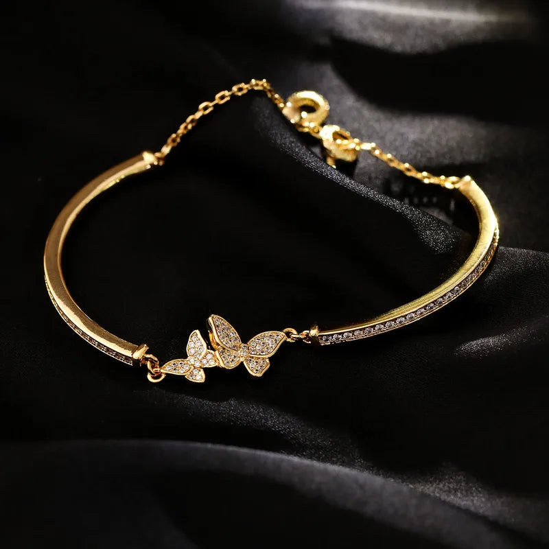 Butterfly Flower Engraved Diamond Bracelet 62carat