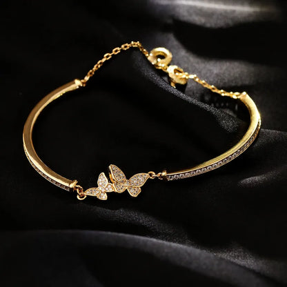 Butterfly Flower Engraved Diamond Bracelet 62carat