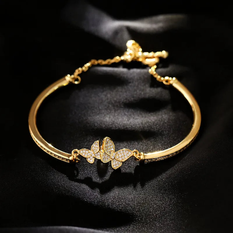 Butterfly Flower Engraved Diamond Bracelet 62carat