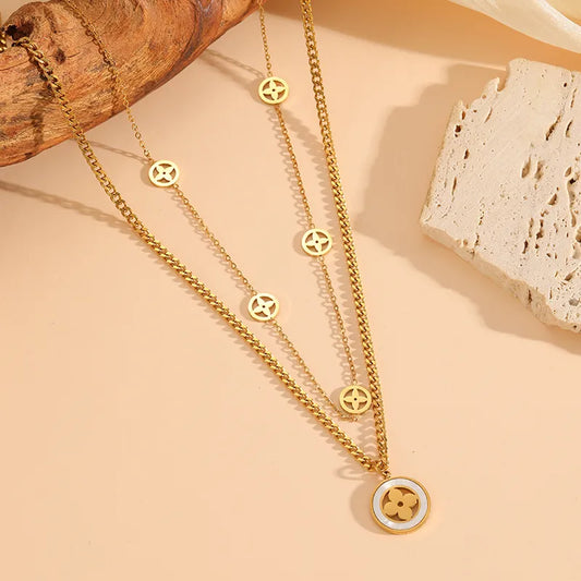 Flower Hollow Versatile Light Luxury Small Flower Shell Necklace 62carat