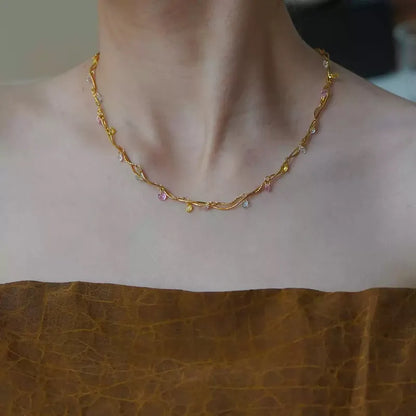 French Style Line Wrapped Colourful Necklace 62carat