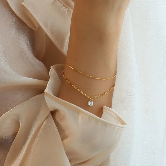 Gold Double-Layer Zircon Bracelet 62carat