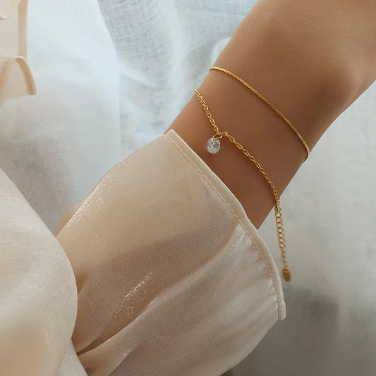 Gold Double-Layer Zircon Bracelet 62carat