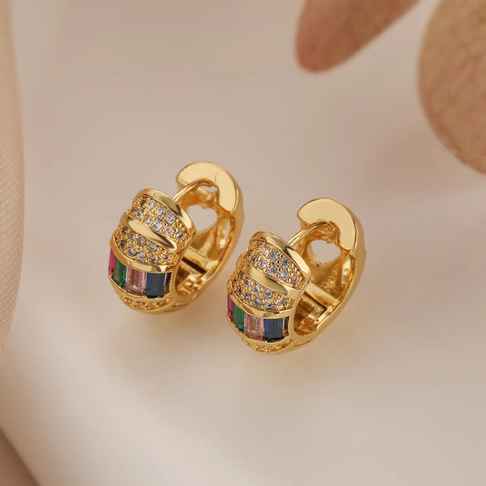Gold Multi Colour Zirconium Earring 62carat