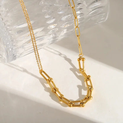 Paperclip Chain Belcher Chain Multi Charms Necklace - 62carat