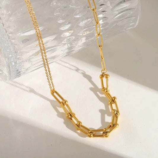 Paperclip Chain Belcher Chain Multi Charms Necklace 62carat