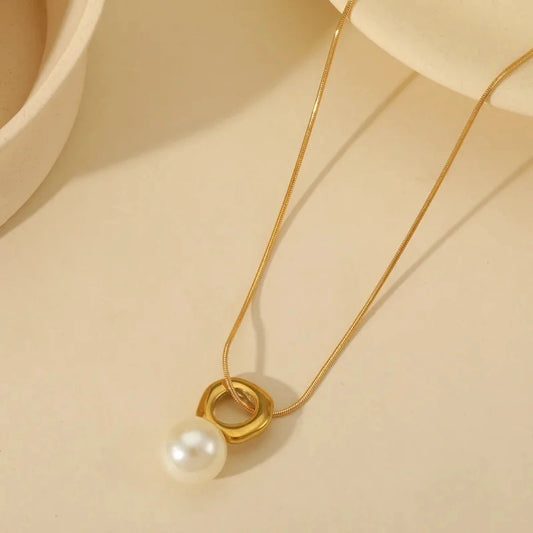 Pearl Pendant Necklace Snake Chain - 62carat