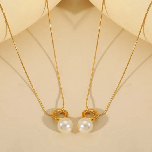 Pearl Pendant Necklace Snake Chain - 62carat