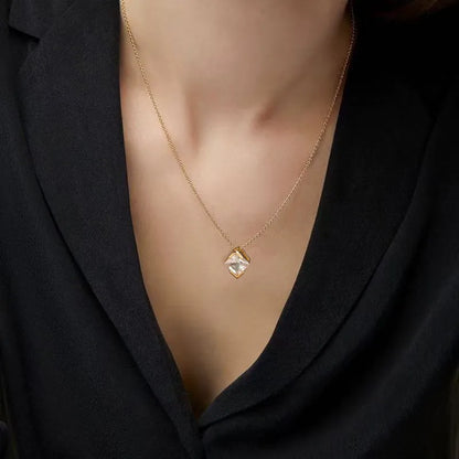 Simple Geometric Cube Pendant Necklace 62carat