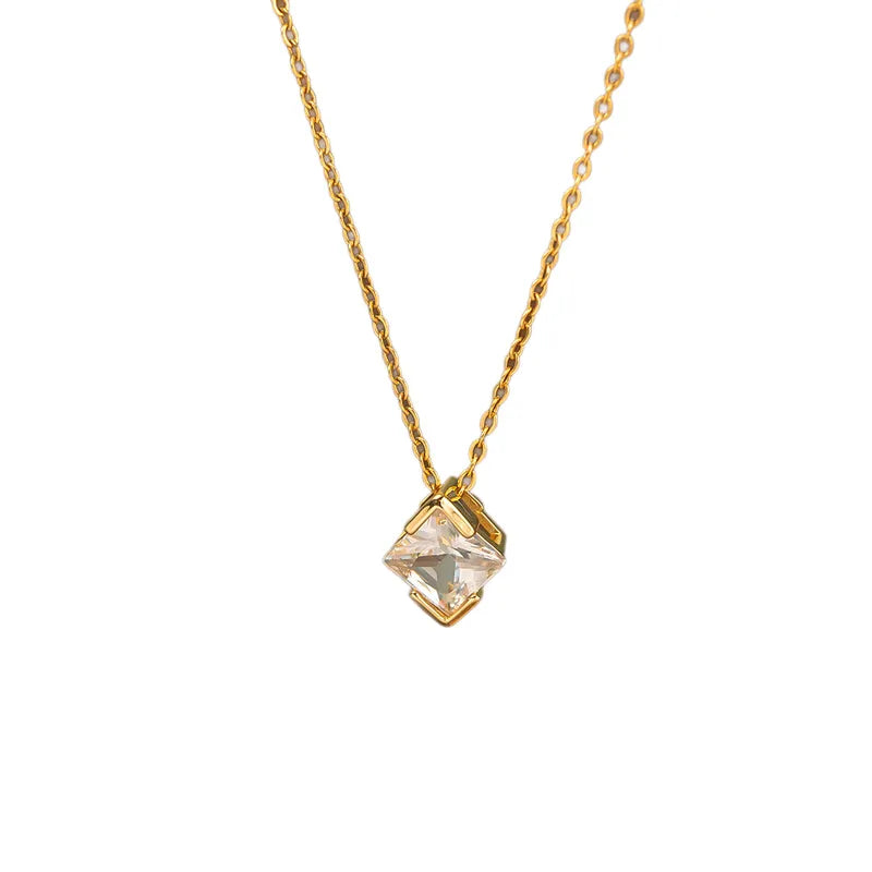 Simple Geometric Cube Pendant Necklace 62carat