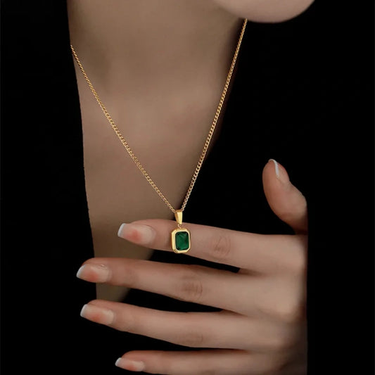 Square Rhinestones Necklace Pendant - 62carat