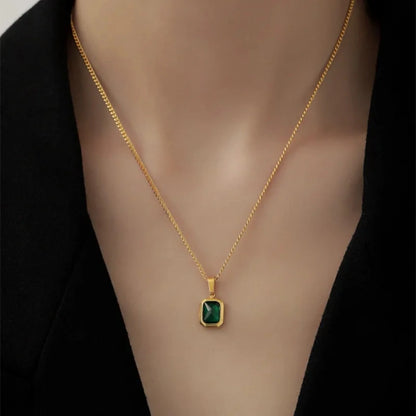 Square Rhinestones Necklace Pendant - 62carat