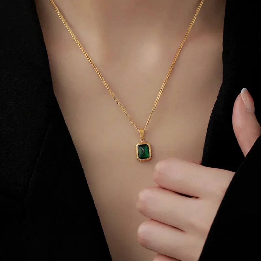 Square Rhinestones Necklace Pendant - 62carat