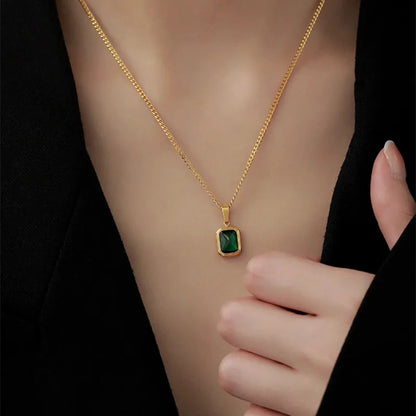 Square Rhinestones Necklace Pendant - 62carat