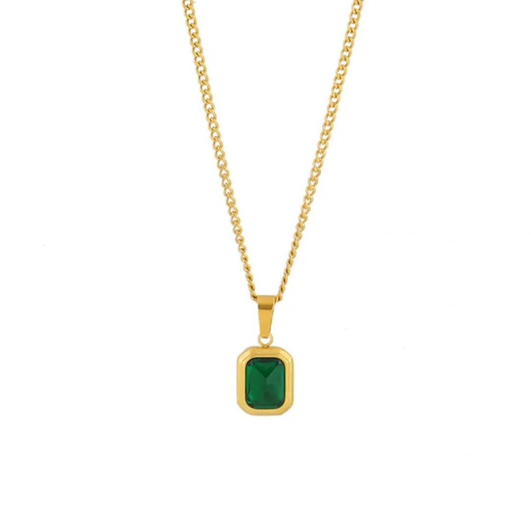 Square Rhinestones Necklace Pendant - 62carat