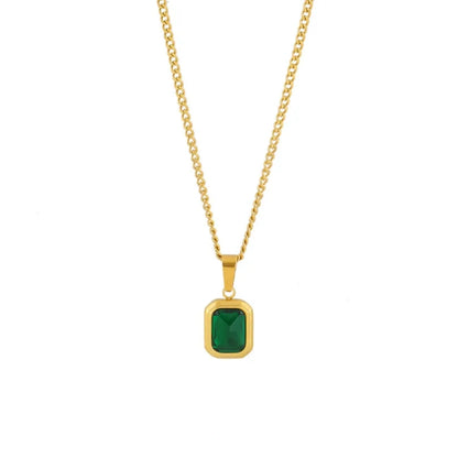 Square Rhinestones Necklace Pendant - 62carat