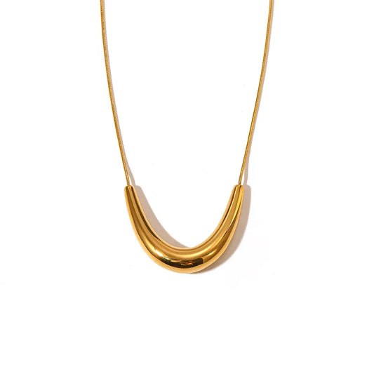 U Triangle Arc Tube Pendant Necklace French Vintage 62carat