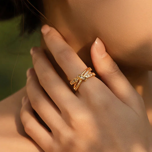 Universal Bow Cross Design Adjustable Ring 62carat