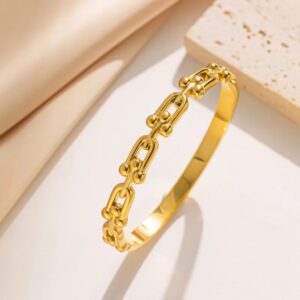 Classic Style U Shape Solid Color Bangle - Image 1