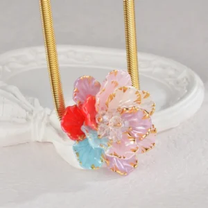 Elegant Lady Wedding Flower Snake Chain Necklace - Image 1