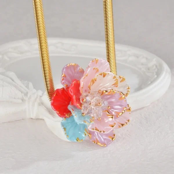 Elegant Lady Wedding Flower Snake Chain Necklace