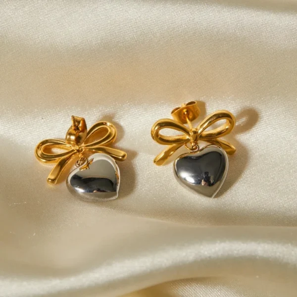 Elegant Simple Style Heart Shape Bow Knot Drop Earrings – 2