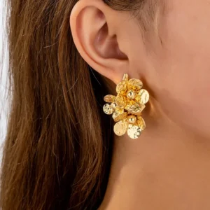 Flower Pleated Ear Studs - Image 2