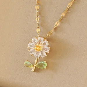 Flower Zircon Pendant Necklace - Image 3