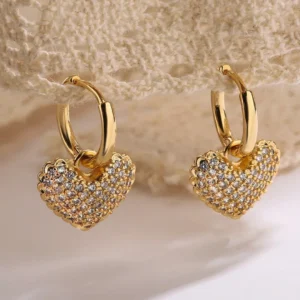 Heart Shape Drop Earrings - Image 3