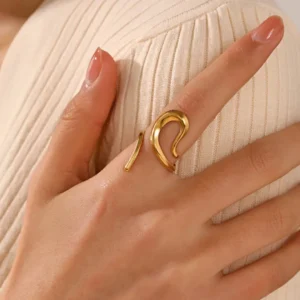 Hip-Hop Retro Plating Irregular Open Rings - Image 7