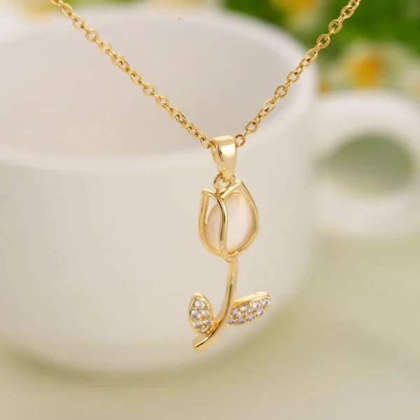 Lotus Chain Pendant Necklace