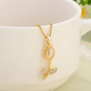 Lotus Chain Pendant Necklace - Image 6