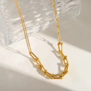Paperclip Chain Belcher Chain Multi Charms Necklace - Image 1