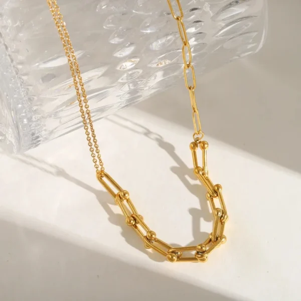 Paperclip Chain Belcher Chain Multi Charms Necklace