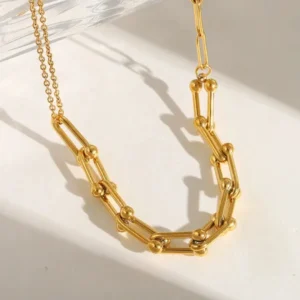 Paperclip Chain Belcher Chain Multi Charms Necklace - Image 3