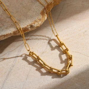 Paperclip Chain Belcher Chain Multi Charms Necklace - Image 2