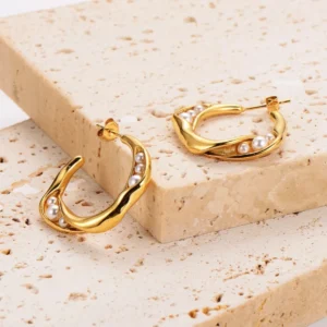 Simple Style Round Ear Studs with purl - Image 6