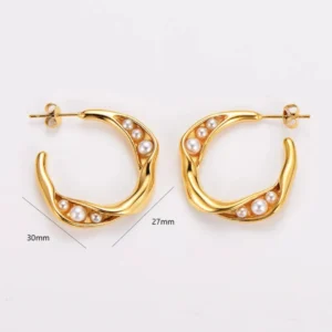 Simple Style Round Ear Studs with purl - Image 2