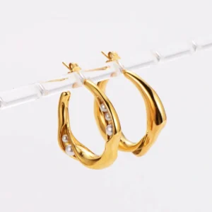Simple Style Round Ear Studs with purl - Image 3