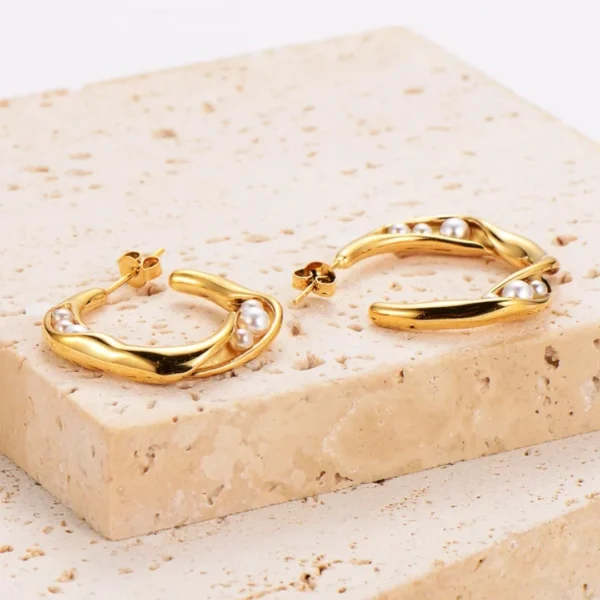 Simple Style Round Ear Studs with purl – 4