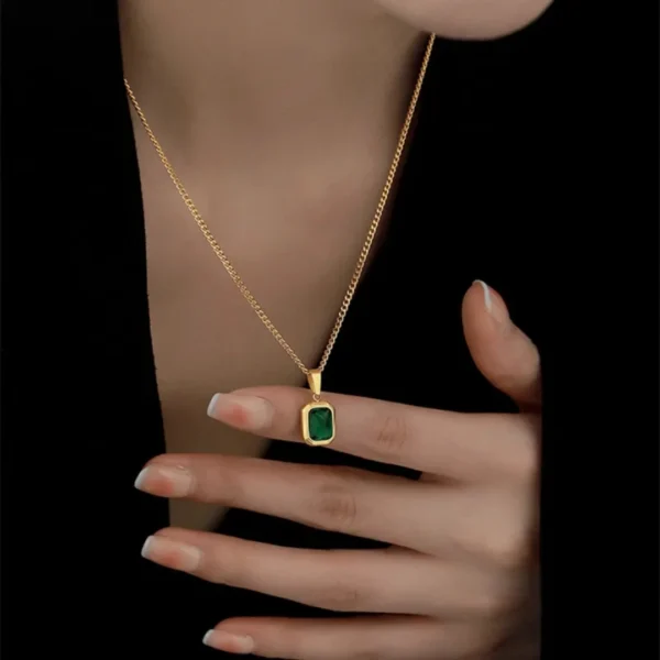 Square Rhinestones Necklace Pendant