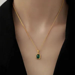 Square Rhinestones Necklace Pendant - Image 2